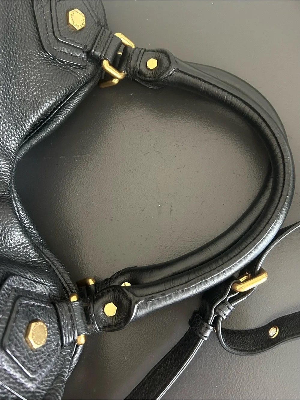 Marc Jacobs Black Pebbled Leather Large Hobo Shoulder Bag Crossbody